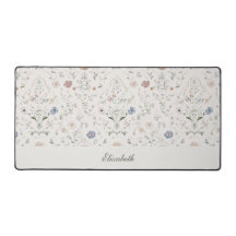 Whimsical Cottagecore Beige Monogram Name Floral