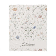 Whimsical Cottagecore Beige Monogram Name Floral