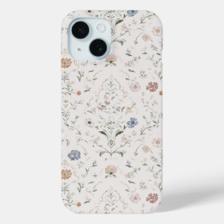 Whimsical Cottagecore Beige Watercolor Floral iPhone 15ケース