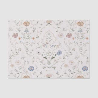 Whimsical Cottagecore Beige Watercolor Wildflower 薄葉紙
