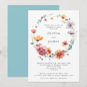 Whimsical Country Wildflower Engagement Party 招待状 (正面/裏面)