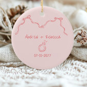 Whimsical couple engaged handdrawn doodle keepsake セラミックオーナメント