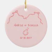 Whimsical couple engaged handdrawn doodle keepsake セラミックオーナメント (裏面)
