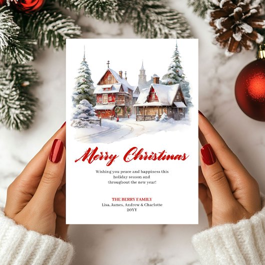 Whimsical Cozy Holiday Scene Greeting Card シーズンカード