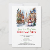 Whimsical cozy winter scene holiday invite 招待状 (正面)
