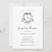  whimsical Crest｜ブラック＆ホワイト カップルシャワー 招待状 (正面)