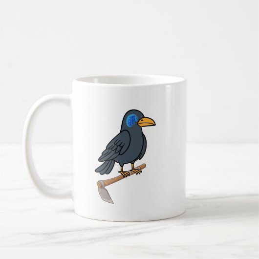 Whimsical Crow Brain Eye Mug | Dark Aesthetic Bird コーヒーマグカップ (左)
