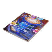 Whimsical Cup of Coffee Floral Personalized タイル (側面)