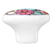 Whimsical Cup of Warm Coffee and Flowers セラミックノブ (側面)