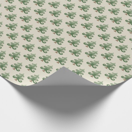 Whimsical Curvy Christmas Tree Pattern ラッピングペーパー (角)