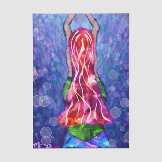 Whimsical Curvy Mermaid Nautical Coastal Decoupage 薄葉紙 (正面)