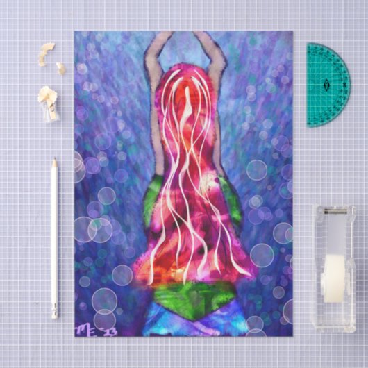 Whimsical Curvy Mermaid Nautical Coastal Decoupage 薄葉紙 (クラフト)