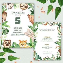 Whimsical Custom Animal Jungle Birthday Invitation 招待状