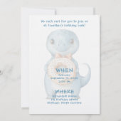 Whimsical Custom Blue Dinosaur Birthday Invitation 招待状 (裏面)