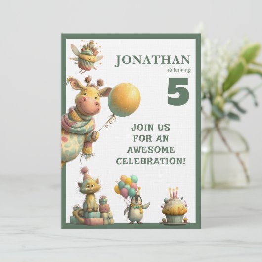 Whimsical Custom Personalized Birthday Invitation 招待状 (スタンド正面)