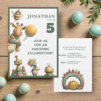 Whimsical Custom Personalized Birthday Invitation 招待状