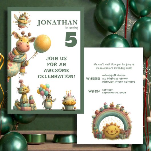 Whimsical Custom Personalized Birthday Invitation 招待状