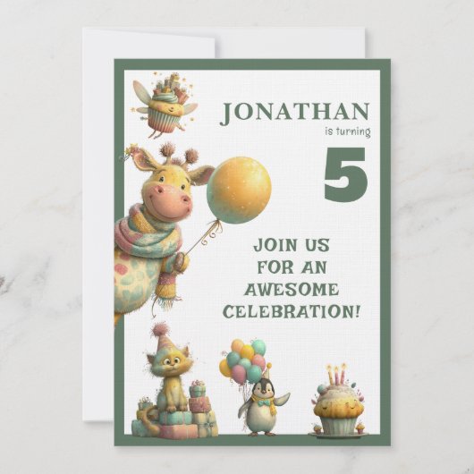 Whimsical Custom Personalized Birthday Invitation 招待状 (正面)
