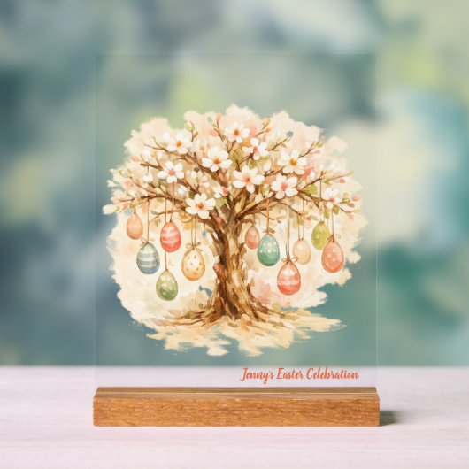 Whimsical Customizable Blooming Tree with Eggs アクリルサイン (ニュートラル)