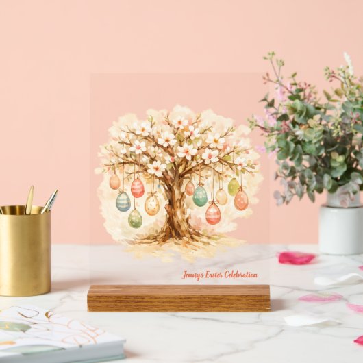 Whimsical Customizable Blooming Tree with Eggs アクリルサイン (ウェディング)