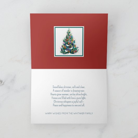 Whimsical cut paper Christmas card featuring Santa カード (内部)