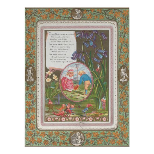Whimsical Cute Antique Valentine, Kate Greenway ポスター (正面)