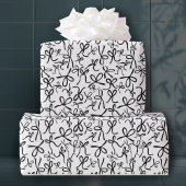 Whimsical Cute Black White Bows Pattern Girly Gift ラッピングペーパー