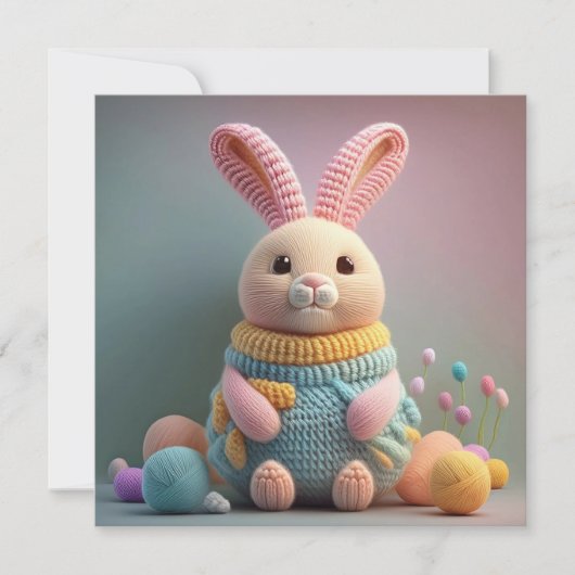 Whimsical Cute Bunny Easter シーズンカード (正面)
