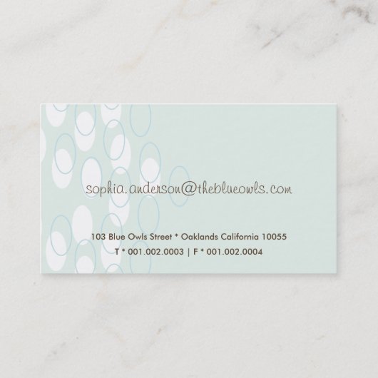 Whimsical Cute Cartoon Blue Retro Mr and Mrs Owl 名刺 (裏面)