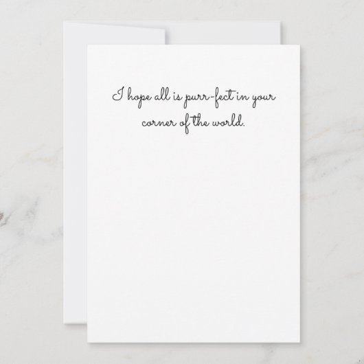 Whimsical Cute Cat and Lady Hello Flat カード (裏面)