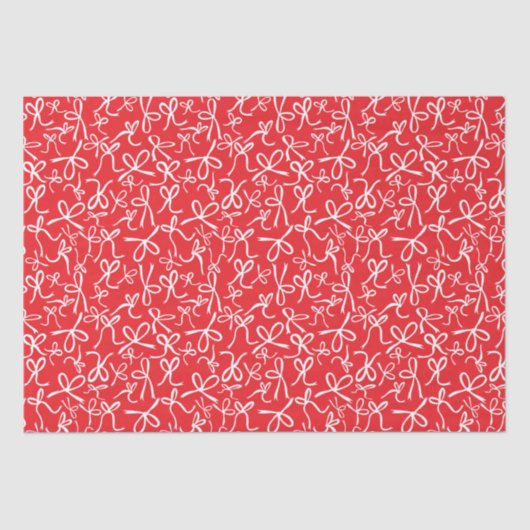 Whimsical Cute Christmas Bows Pattern Girly Gift  薄葉紙 (正面)