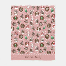 Whimsical Cute Christmas Cookies Custom Winter フリースブランケット