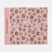 Whimsical Cute Christmas Cookies Custom Winter フリースブランケット (正面(横))