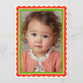 Whimsical Cute Christmas CUSTOM PHOTO Scalloped シーズンカード (正面)
