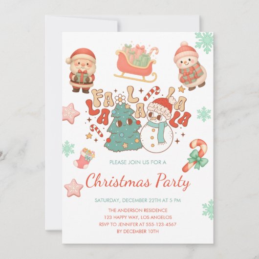 Whimsical Cute Christmas Party Invitation        招待状 (正面)