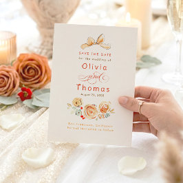 Whimsical Cute Earthy Flowers Bow Save the Date セーブザデート