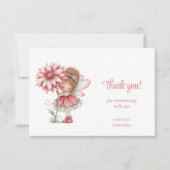 Whimsical Cute Fairy Blush Floral 1st Birthday  サンキューカード (正面)