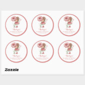 Whimsical Cute Fairy Blush Floral Girl Birthday   ラウンドシール (シート)