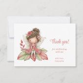 Whimsical Cute Fairy Floral 1st Birthday Party   サンキューカード (正面)