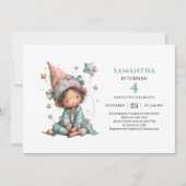 Whimsical Cute Fairy Girl 1st Birthday Pastel  招待状 (正面)