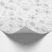 Whimsical Cute Floral and Bird Pattern on White ラッピングペーパー (角)