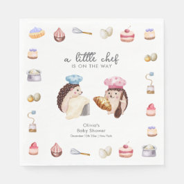 Whimsical Cute Hedgehog Chef Baker Baby Shower  スタンダードランチョンナプキン