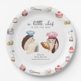 Whimsical Cute Hedgehog Chef Baker Baby Shower  ペーパープレート