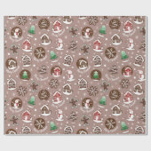 Whimsical Cute Holiday Cookie Pattern Christmas ラッピングペーパー (フラット)