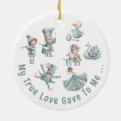 Whimsical Cute Illustrations 12 Days of Christmas セラミックオーナメント (裏面)