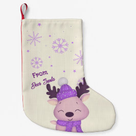 Whimsical Cute Purple Reindeer Christmas Stocking スモールクリスマスストッキング