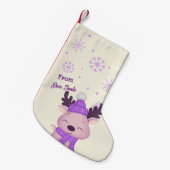 Whimsical Cute Purple Reindeer Christmas Stocking スモールクリスマスストッキング (正面 (吊り時))