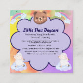 Whimsical Cute Rainbow Animal Daycare Card Kids スクエア名刺 (正面)
