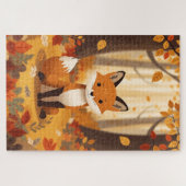 Whimsical Cute Red Fox in Autumn Forest Woodland ジグソーパズル (横)