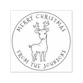 Whimsical Cute Reindeer Merry Christmas Family セルフインキングスタンプ (デザイン)
